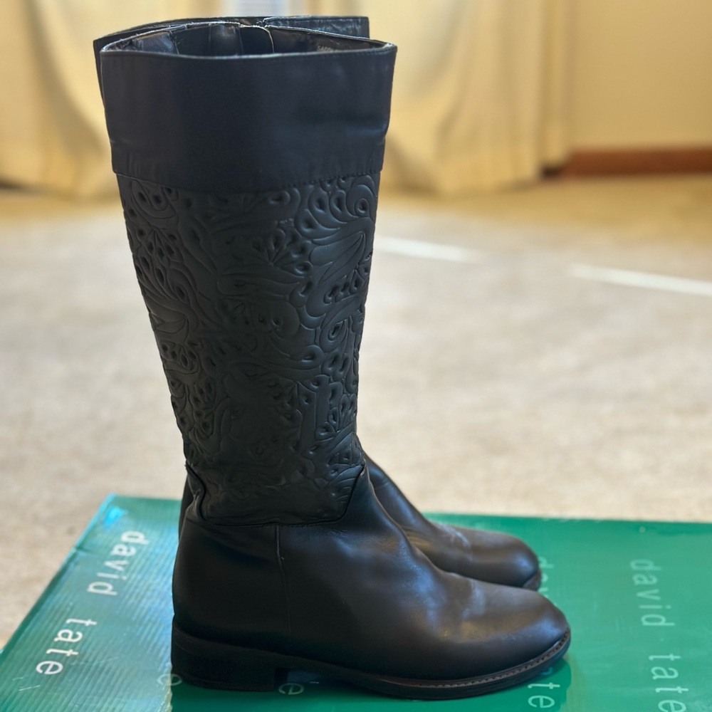 David Tate Black leather boots